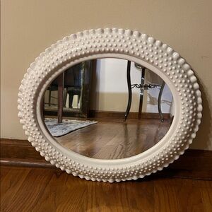 SOLD- vintage BURWOOD faux milk glass hobnail oval wall mirror